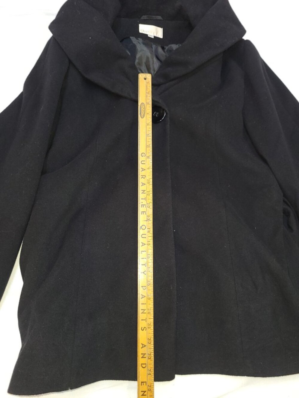 Cleo Black Wool Blend Belted Pea Coat Jacket Size 18 Shawl Collar Classic Winter - Picture 13 of 13